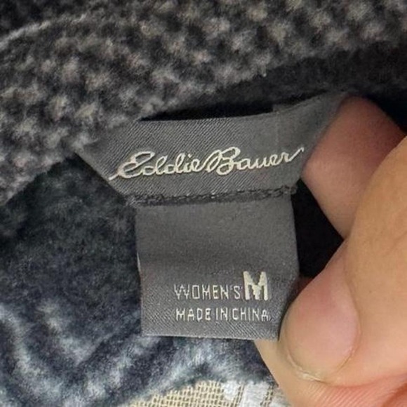 Eddie Bauer Geometric Stripe Fleece Quarter Zip Hoodie Women's Medium Pullover - Picture 5 of 6